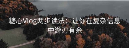 糖心Vlog两步读法：让你在复杂信息中游刃有余