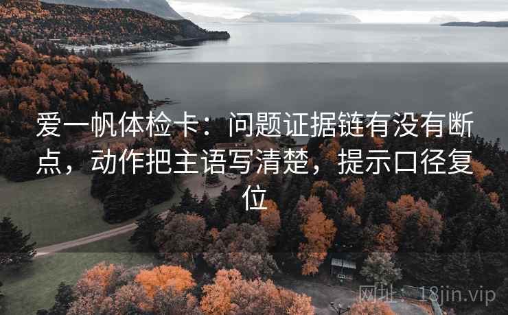 爱一帆体检卡：问题证据链有没有断点，动作把主语写清楚，提示口径复位