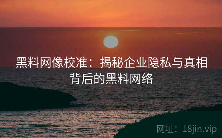黑料网像校准：揭秘企业隐私与真相背后的黑料网络